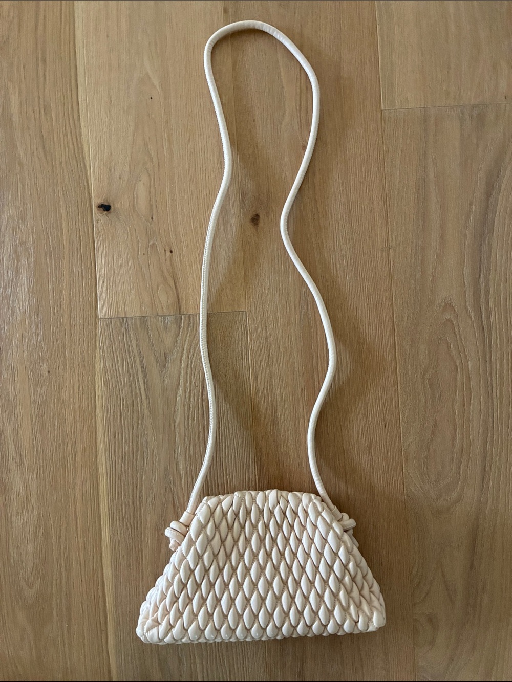 Textured Quilted Cream Crossbody Shoulder Bag